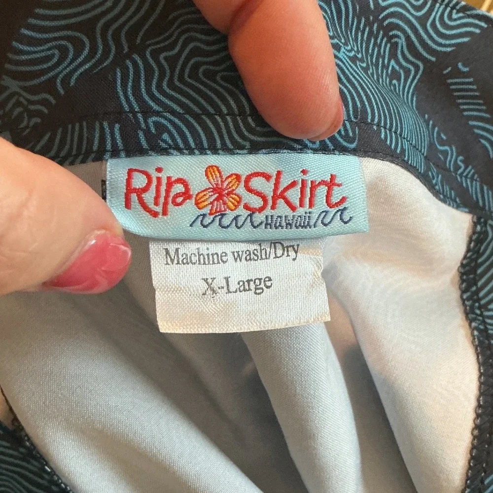 RipSkirt Womens Rip Away Wrap Skirt XL Blue Teal Maui Moonlight Hibiscus Beach